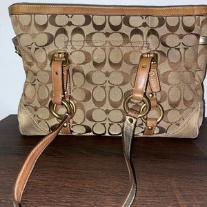 Classic Coach Canvas and Leather Shoulder Bag